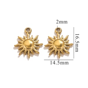 1 Piece Simple Retro Style Cartoon Sun Shape Stainless Steel  Gold Color Women's Pendant h5 